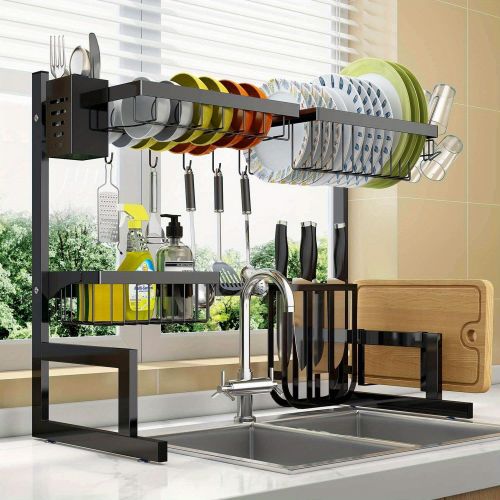 Over The Sink Dish Drying Rack,Adjustable,2 Tier Stainless Steel Dish Rack Drainer Over The Sink Dish Drying Rack,Adjustable,2 Tier Stainless Steel Dish Rack Drainer