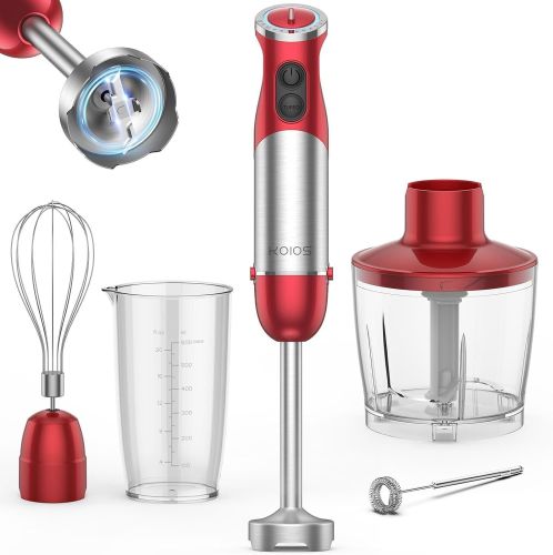 KOIOS 5-in-1 Hand Immersion Blender, 1000W 12 Speed Handheld Blender, Copper Motor Stainless Steel Blade Stick Blender,600ml Mixing Beaker KOIOS 5-in-1 Hand Immersion Blender, 1000W 12 Speed Handheld Blender, Copper Motor Stainless Steel Blade Stick Blender,600ml Mixing Beaker